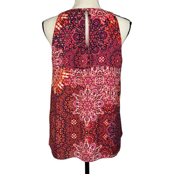Adrienne Vittadini Medium Top Sleeveless Abstract Lined Keyhole Round Neck Multi - Picture 5 of 9